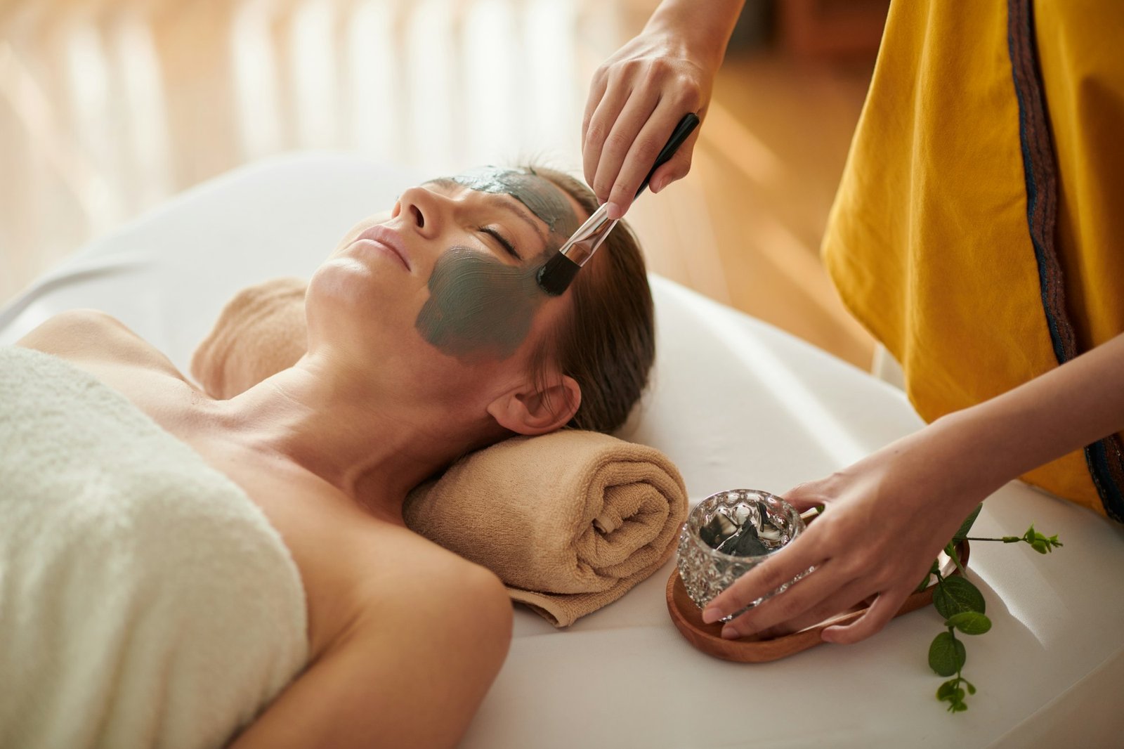 Woman Getting Face Treatment in Spa Salon